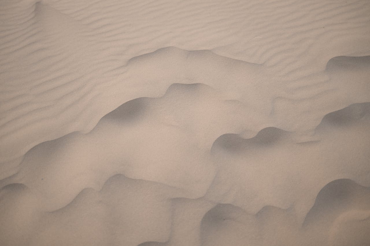 Close-up of sand dunes with textures in Samalayuca, Mexico's desert.